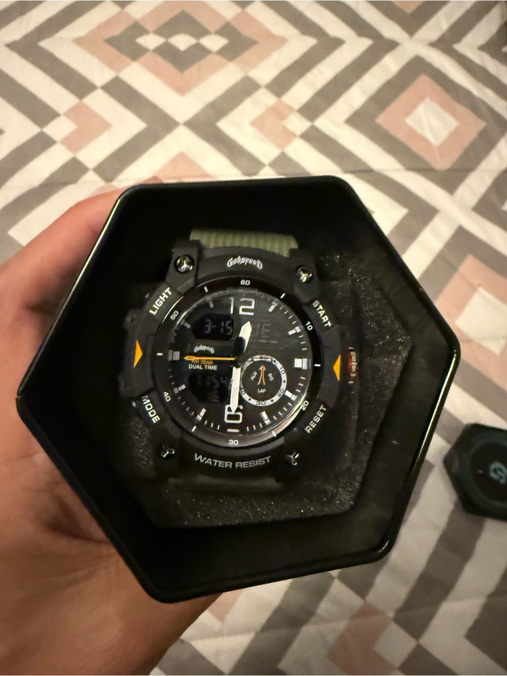 Godspeed Men’s Black Sport Digital-Analog Watch with Yellow